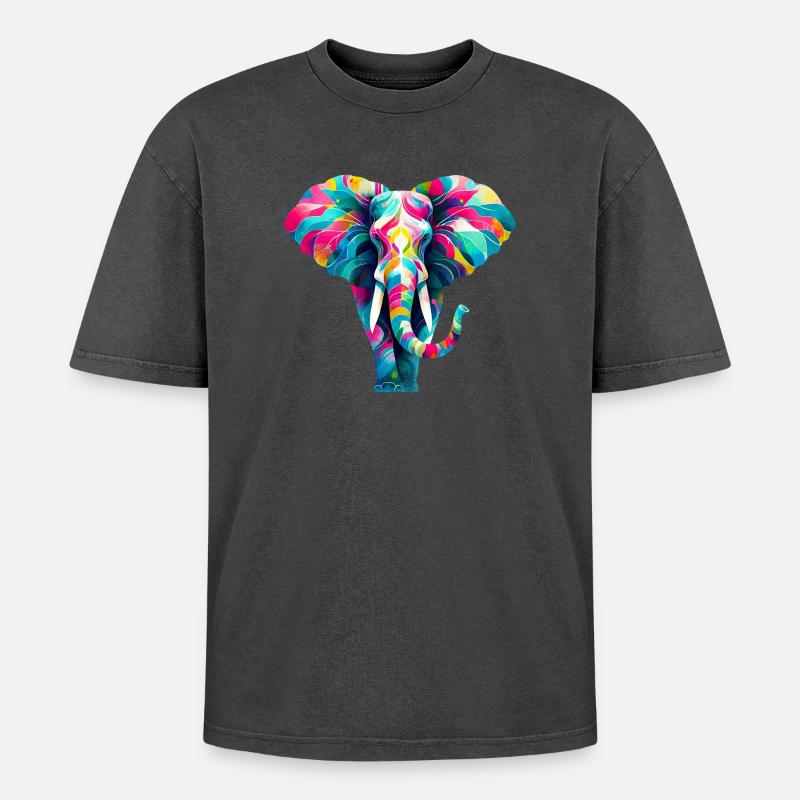 Elephant - Oversized Unisex Premium Acid-Washed T-Shirt - acid washed pink