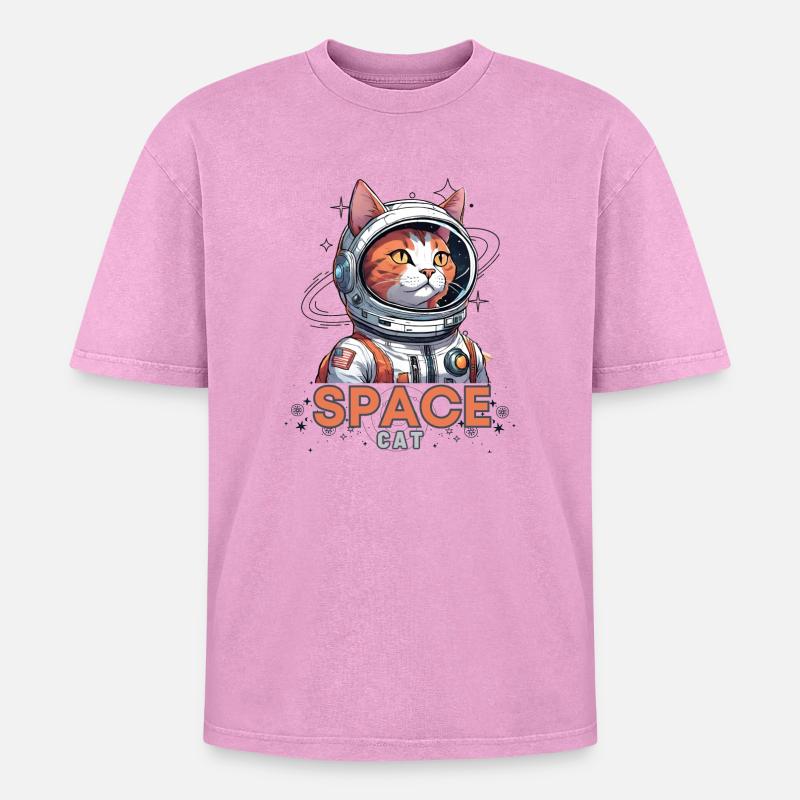 Astronaute Chat de l’Espace - T-shirt Premium unisexe oversize acid-washed - rose délavé acide