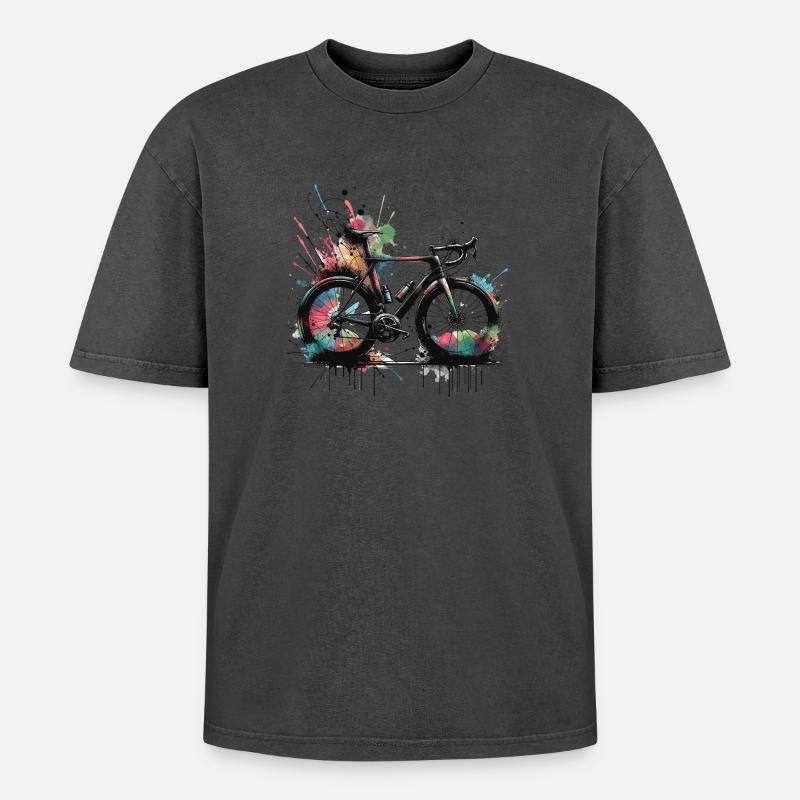Bicycle Spray Paints Splash - Oversized Unisex Premium Acid-Washed T-Shirt - undefined