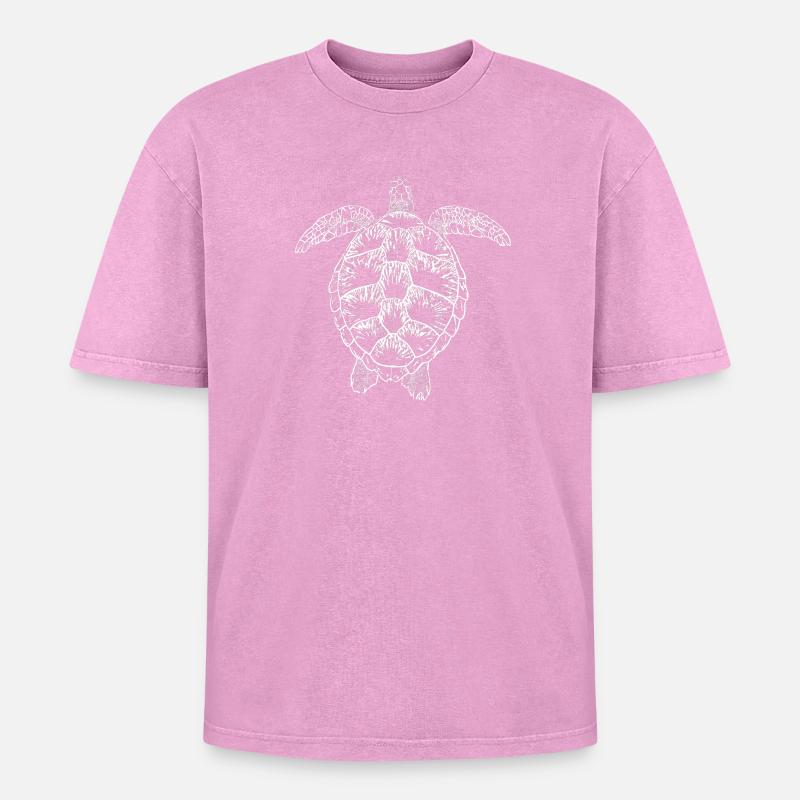 Turtle white2 - Oversized Unisex Premium Acid-Washed T-Shirt - Pink Acid Wash