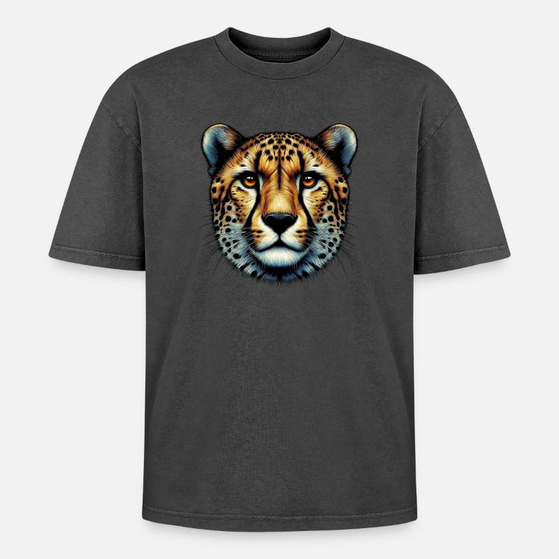 Cheetah - Oversized Unisex Premium Acid-Washed T-Shirt - undefined