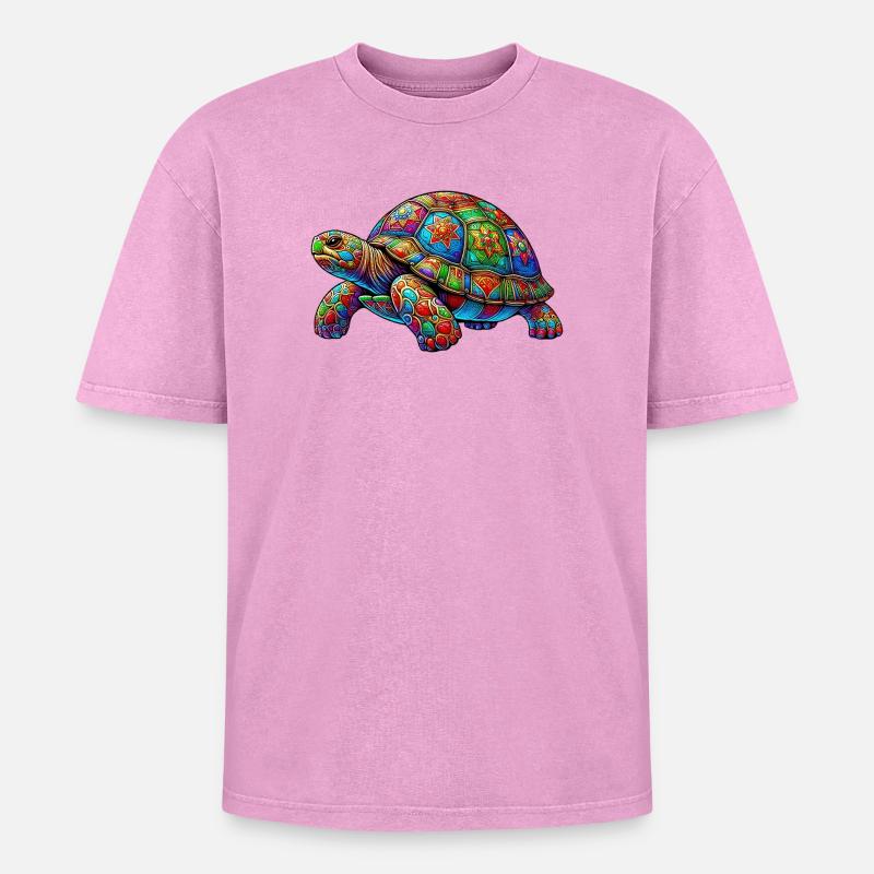 Turtle - Oversized Unisex Premium Acid-Washed T-Shirt - acid washed pink