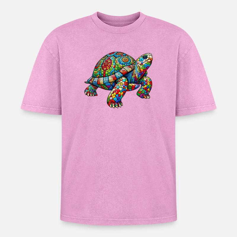 Turtle - Oversized Unisex Premium Acid-Washed T-Shirt - acid washed pink