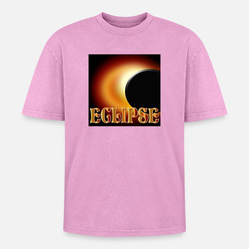 SOLAR ECLIPSE ECLIPSE ASTRONOMY - Oversized Unisex Premium Acid-Washed T-Shirt - acid washed pink