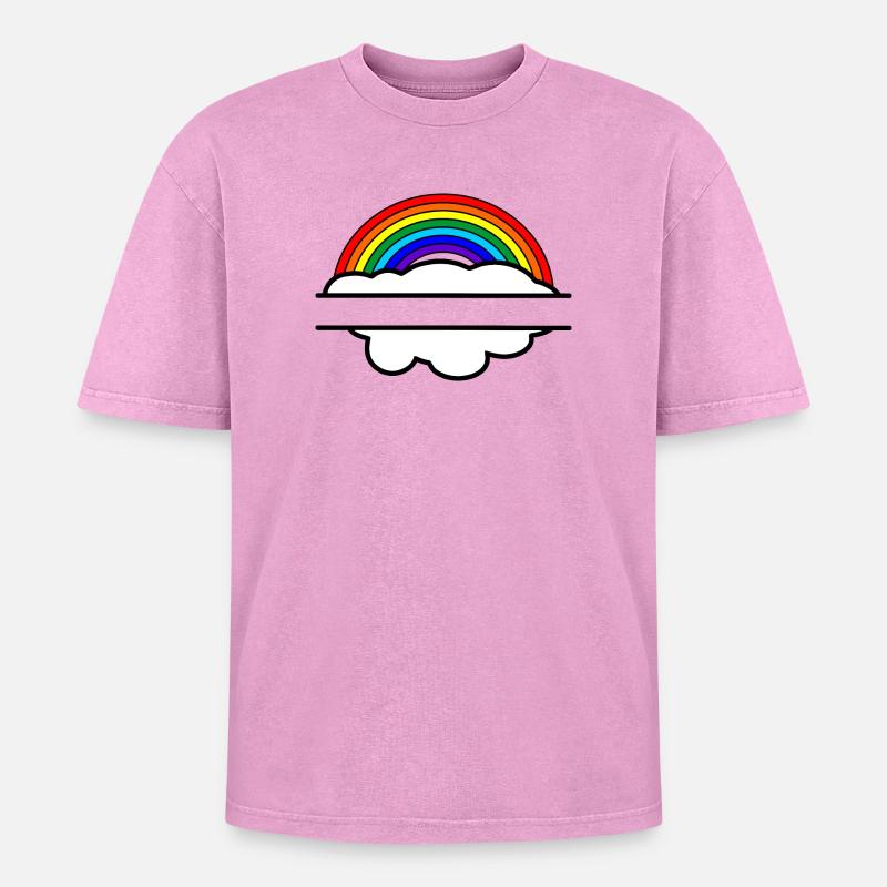 Rainbow cloud name banner - Oversized Unisex Premium Acid-Washed T-Shirt - acid washed pink