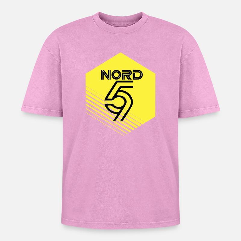 North - Oversized Unisex Premium Acid-Washed T-Shirt - acid washed pink