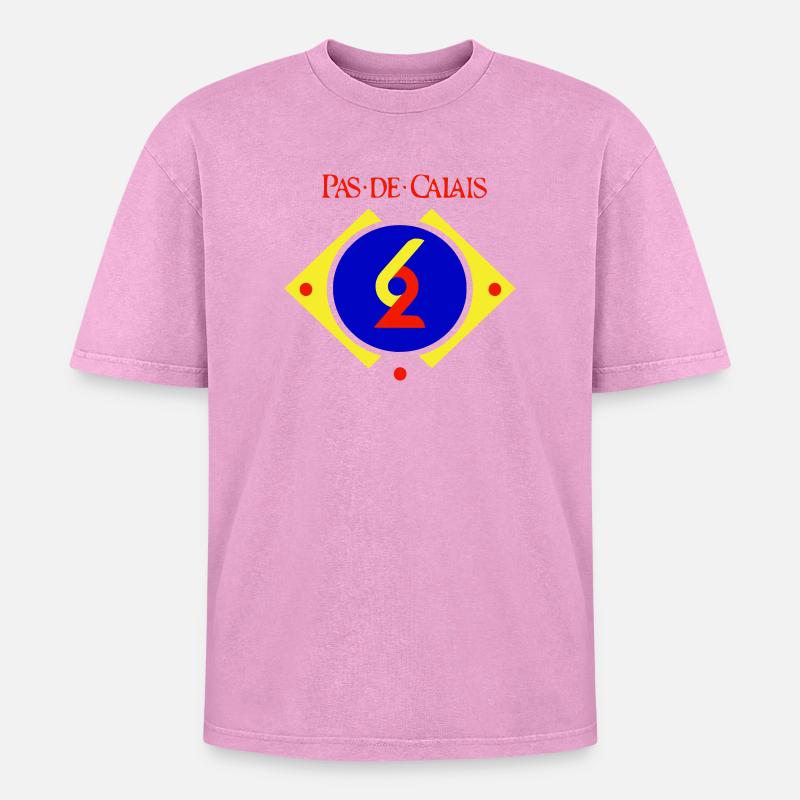 Pas de Calais - T-shirt Premium unisexe oversize acid-washed - rose délavé acide