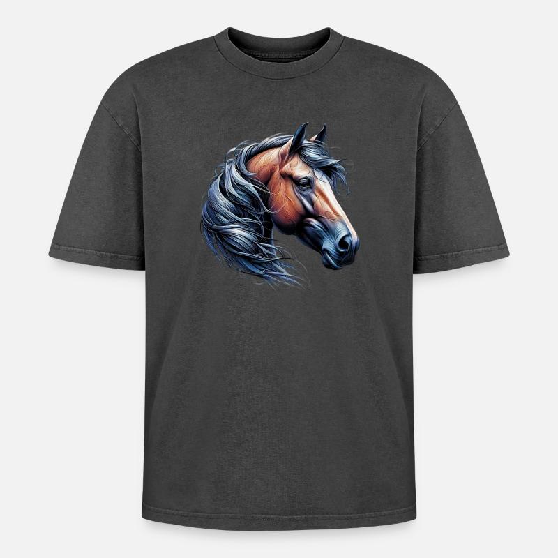 Pferd - Oversized Unisex Premium Acid-Washed T-Shirt - Pink Acid Wash
