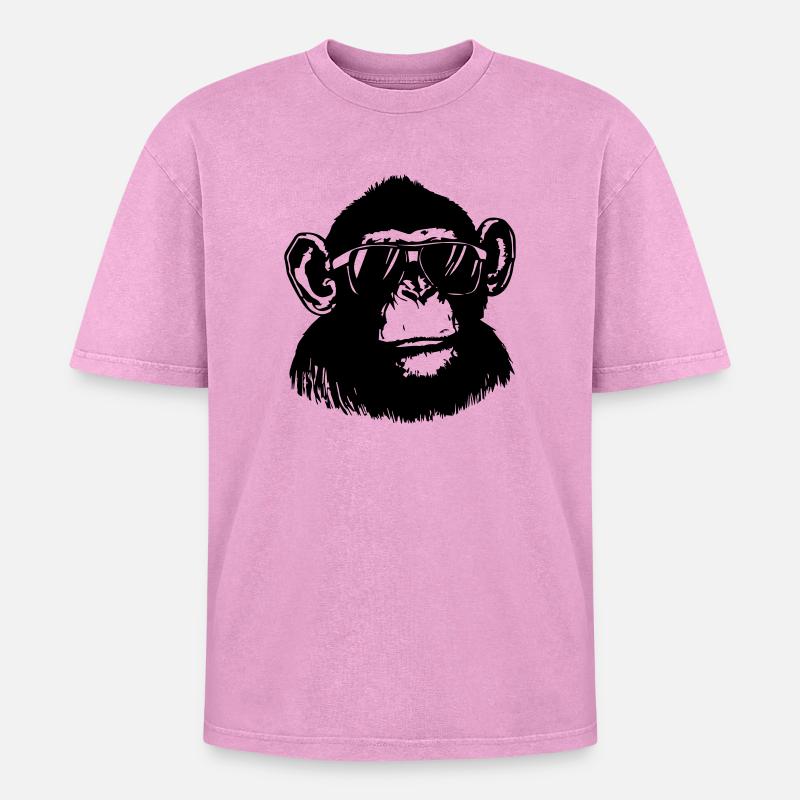 Cool Monkey - Oversized Unisex Premium Acid-Washed T-Shirt - acid washed pink