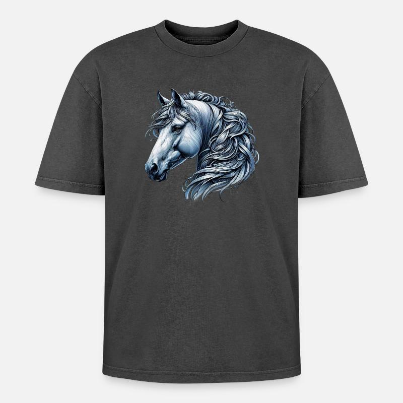 Pferd - Oversized Unisex Premium Acid-Washed T-Shirt - Pink Acid Wash