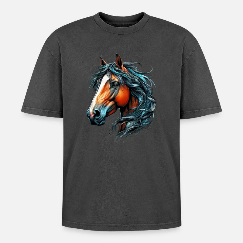 Pferd - Oversized Unisex Premium Acid-Washed T-Shirt - undefined