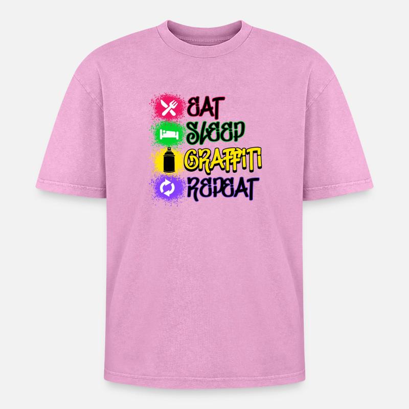 Graffiti Statement Sprayer Spraydose Kunst - Oversized Unisex Premium Acid-Washed T-Shirt - Pink Acid Wash