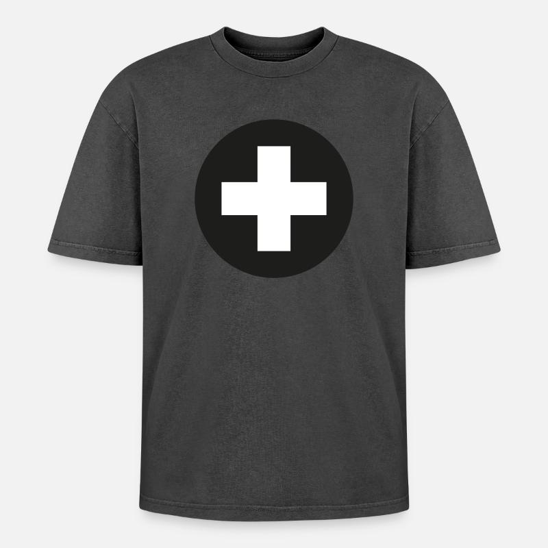 Plus Symbol - Oversized Unisex Premium Acid-Washed T-Shirt - undefined