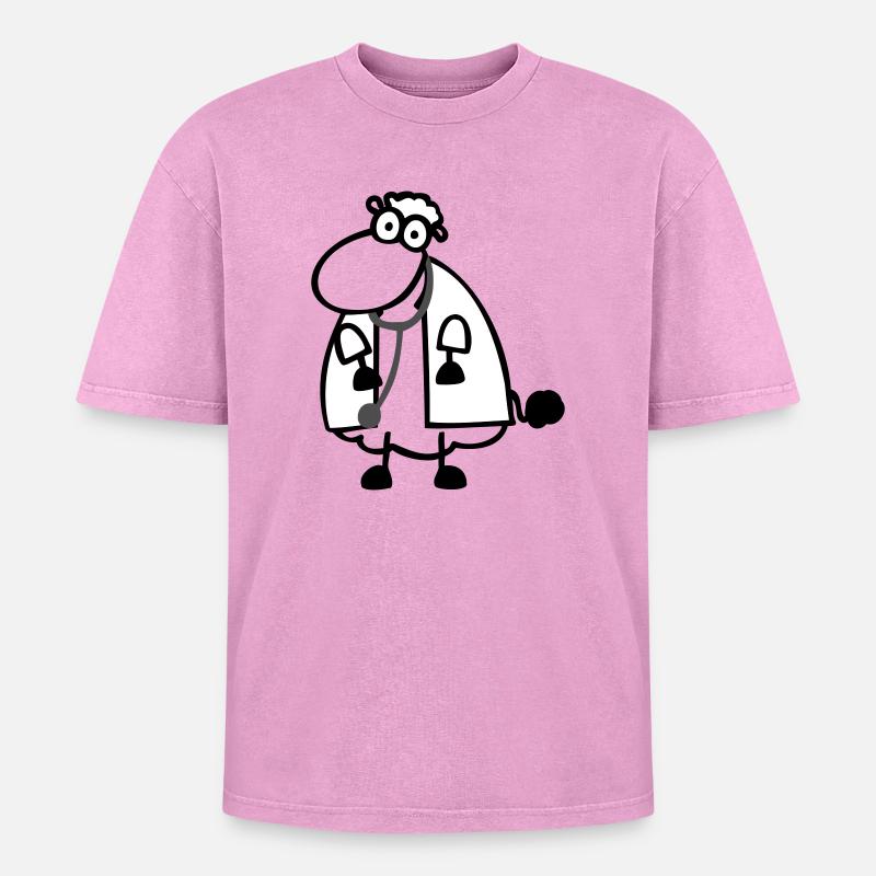 Doctor's Sheep - Oversized Unisex Premium Acid-Washed T-Shirt - acid washed pink