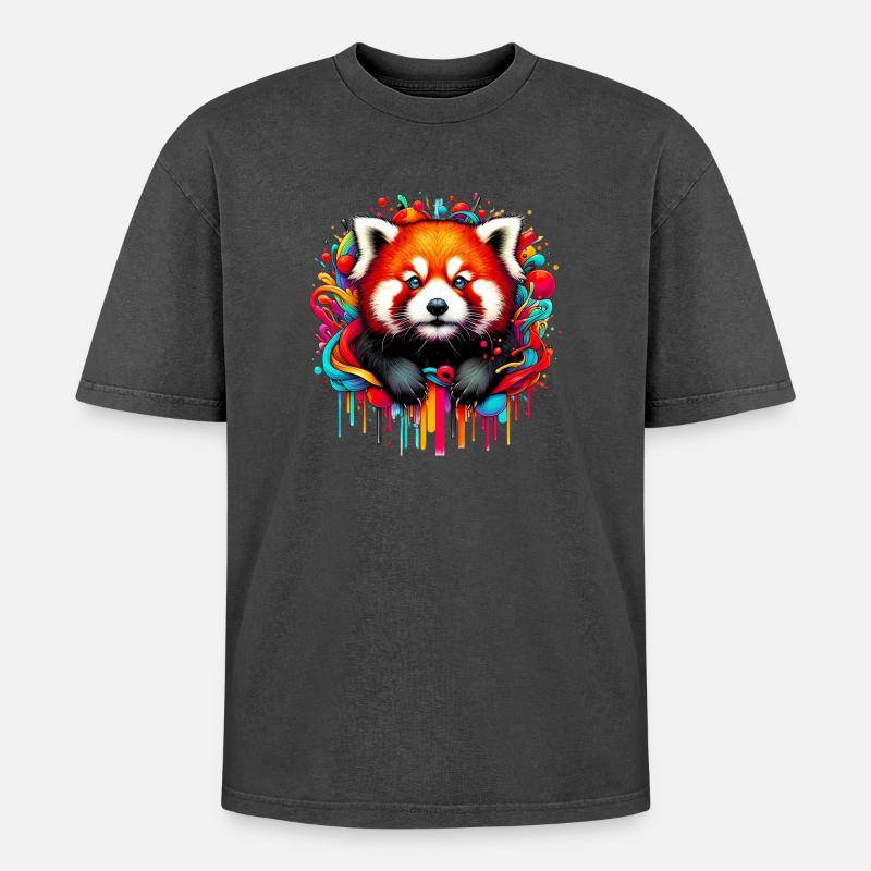 Red panda - Oversized Unisex Premium Acid-Washed T-Shirt - undefined