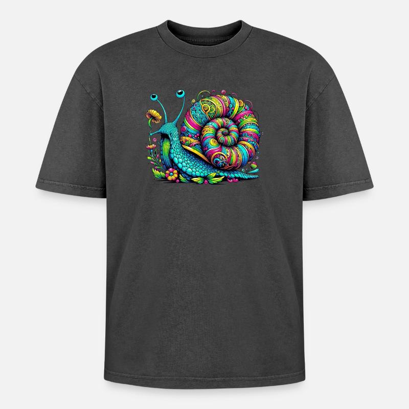Snail - Oversized Unisex Premium Acid-Washed T-Shirt - undefined