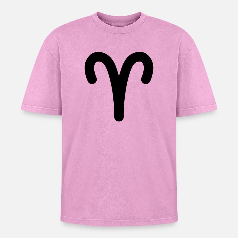 Widder Sternzeichen Widder - Oversized Unisex Premium Acid-Washed T-Shirt - Pink Acid Wash