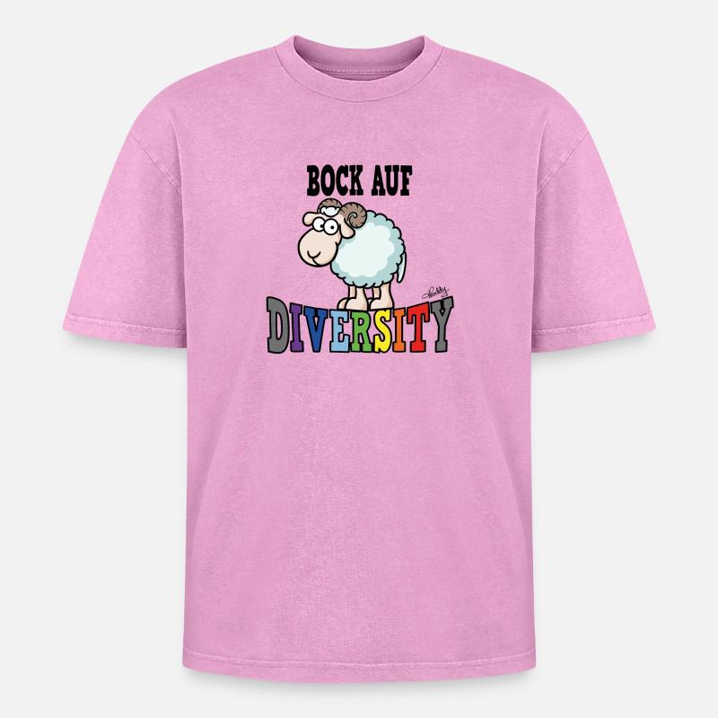 Bock auf Diversity - Oversized Unisex Premium Acid-Washed T-Shirt - Pink Acid Wash