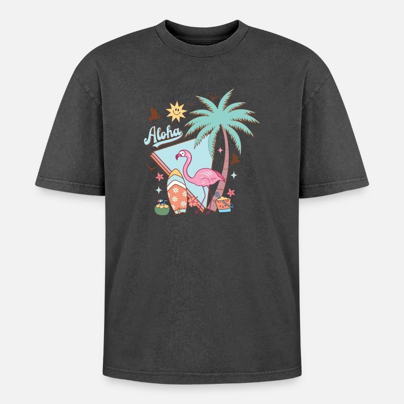 Aloha Sommer - Oversized Unisex Premium Acid-Washed T-Shirt - undefined