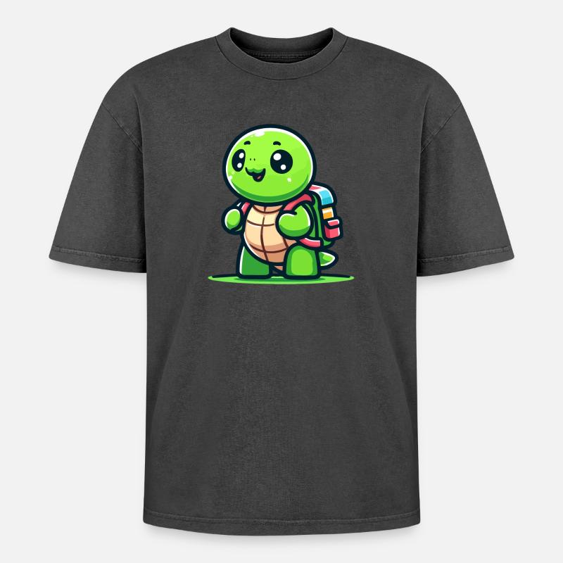 Trailblazer Turtle: The Explorer - Oversized Unisex Premium Acid-Washed T-Shirt - undefined
