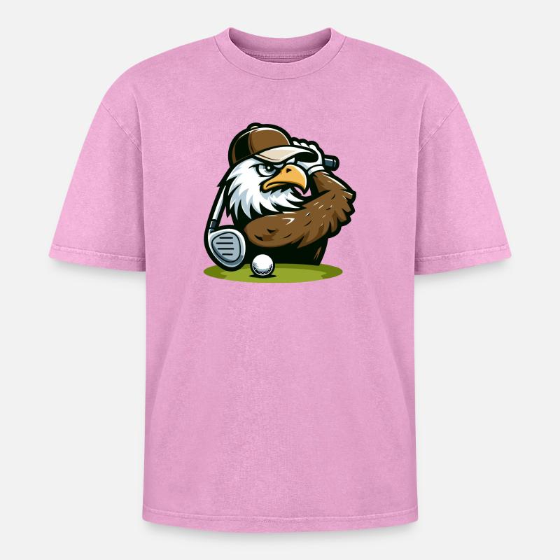 Eagle Ace: Der Golf-Pro - Oversized Unisex Premium Acid-Washed T-Shirt - Pink Acid Wash