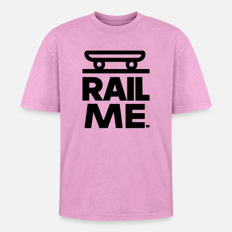 Rail - skateboard - Oversized Unisex Premium Acid-Washed T-Shirt - acid washed pink