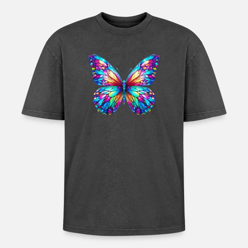 Schmetterling - Oversized Unisex Premium Acid-Washed T-Shirt - undefined