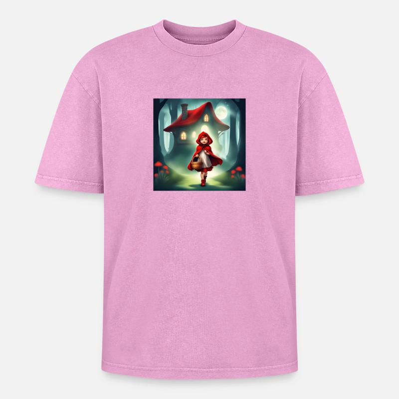 Rotkäppchen, ein wunderbares Märchen - Oversized Unisex Premium Acid-Washed T-Shirt - Pink Acid Wash