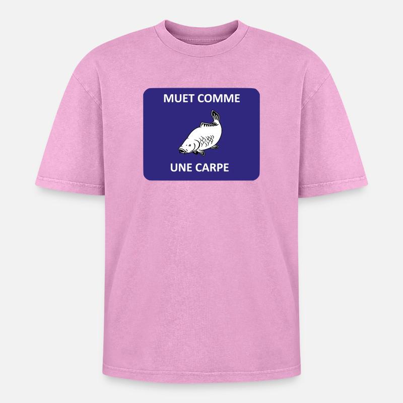 Silent as a carp - Oversized Unisex Premium Acid-Washed T-Shirt - acid washed pink
