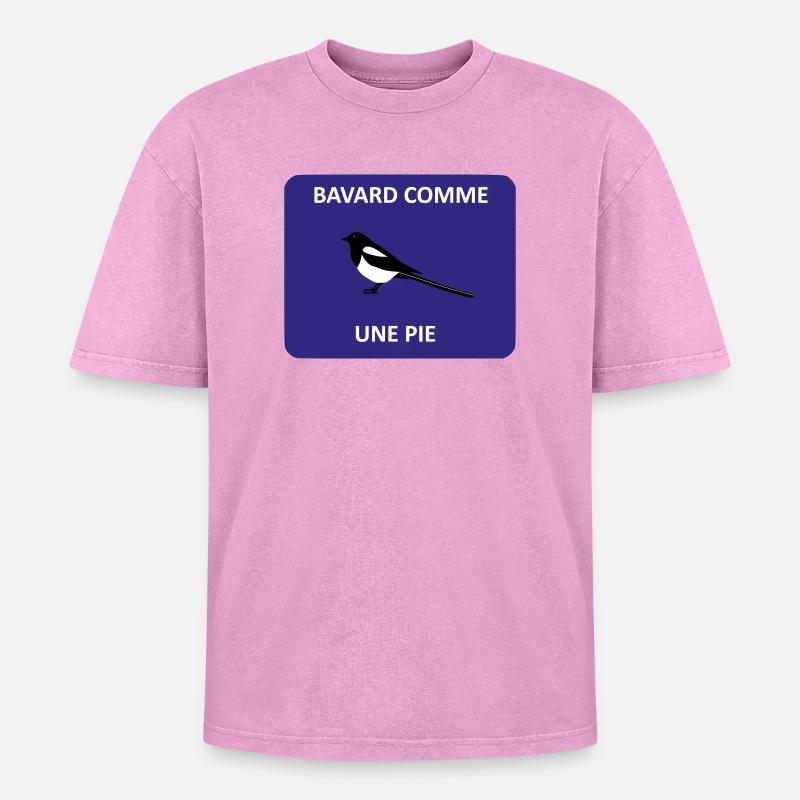 Chatty as a magpie - Oversized Unisex Premium Acid-Washed T-Shirt - acid washed pink
