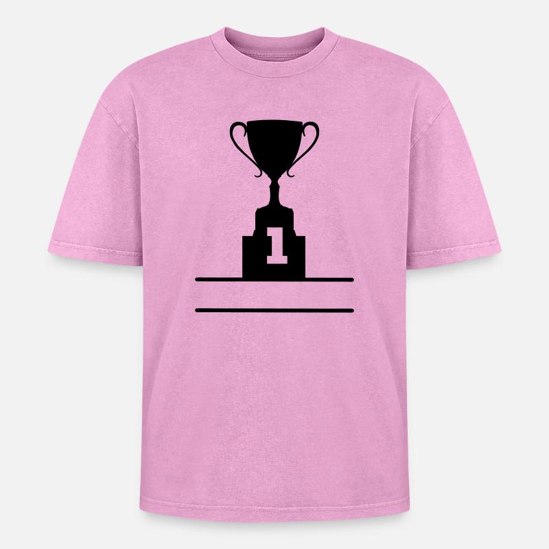 Cup cup number 1 - Oversized Unisex Premium Acid-Washed T-Shirt - acid washed pink