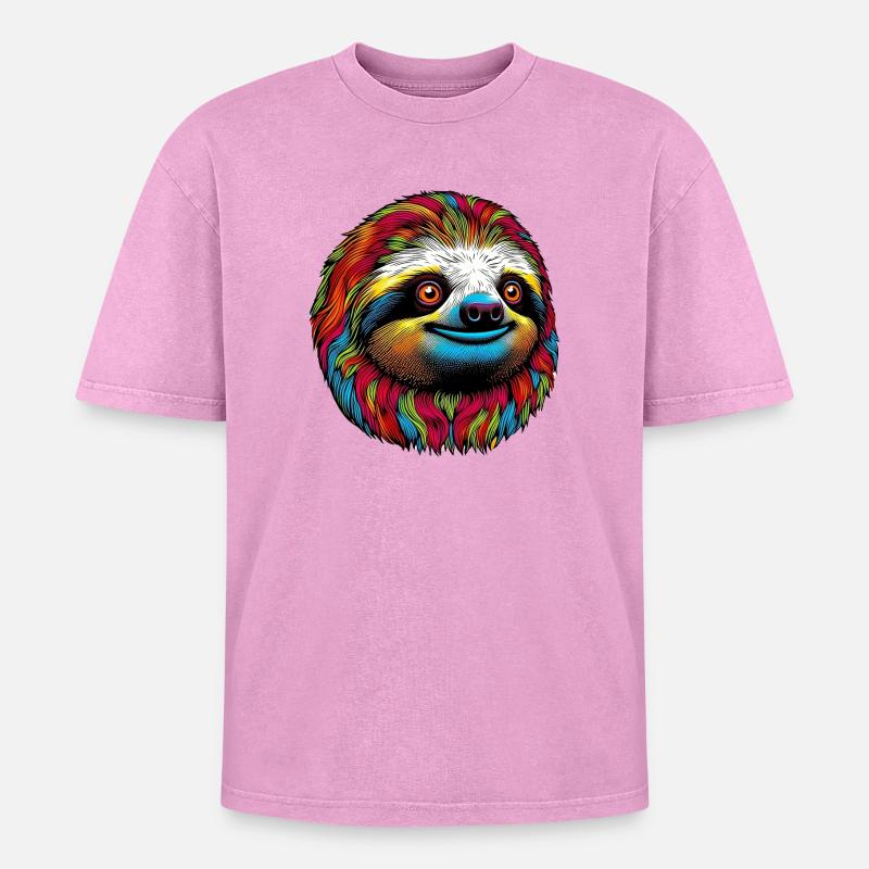 Faultier - Oversized Unisex Premium Acid-Washed T-Shirt - Pink Acid Wash