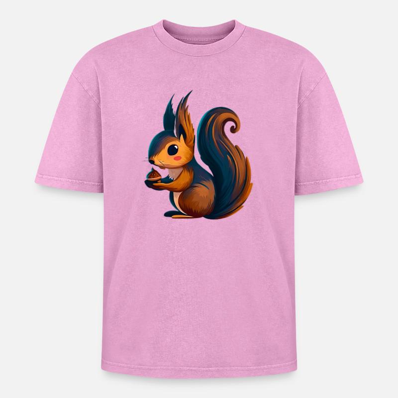 Squirrel - Oversized Unisex Premium Acid-Washed T-Shirt - undefined