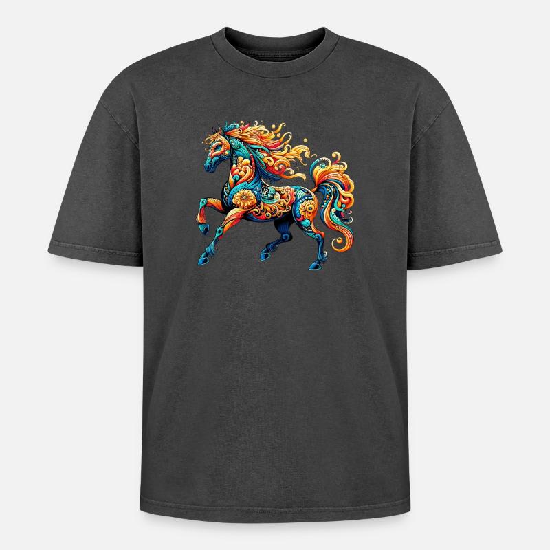 Pferd - Oversized Unisex Premium Acid-Washed T-Shirt - undefined