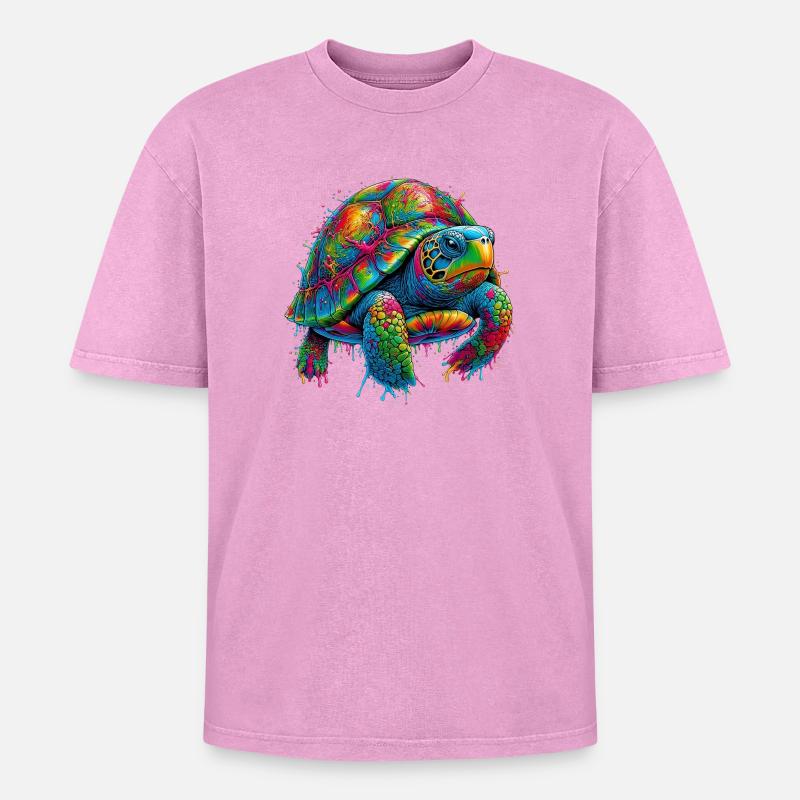 Turtle - Oversized Unisex Premium Acid-Washed T-Shirt - acid washed pink
