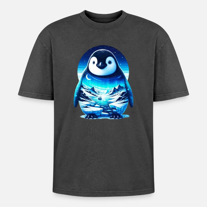 Pinguin - Oversized Unisex Premium Acid-Washed T-Shirt - undefined
