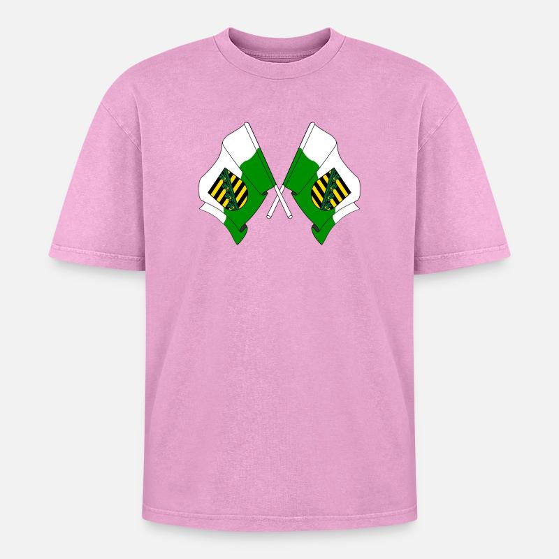 Deux drapeaux de Saxe - T-shirt Premium unisexe oversize acid-washed - rose délavé acide