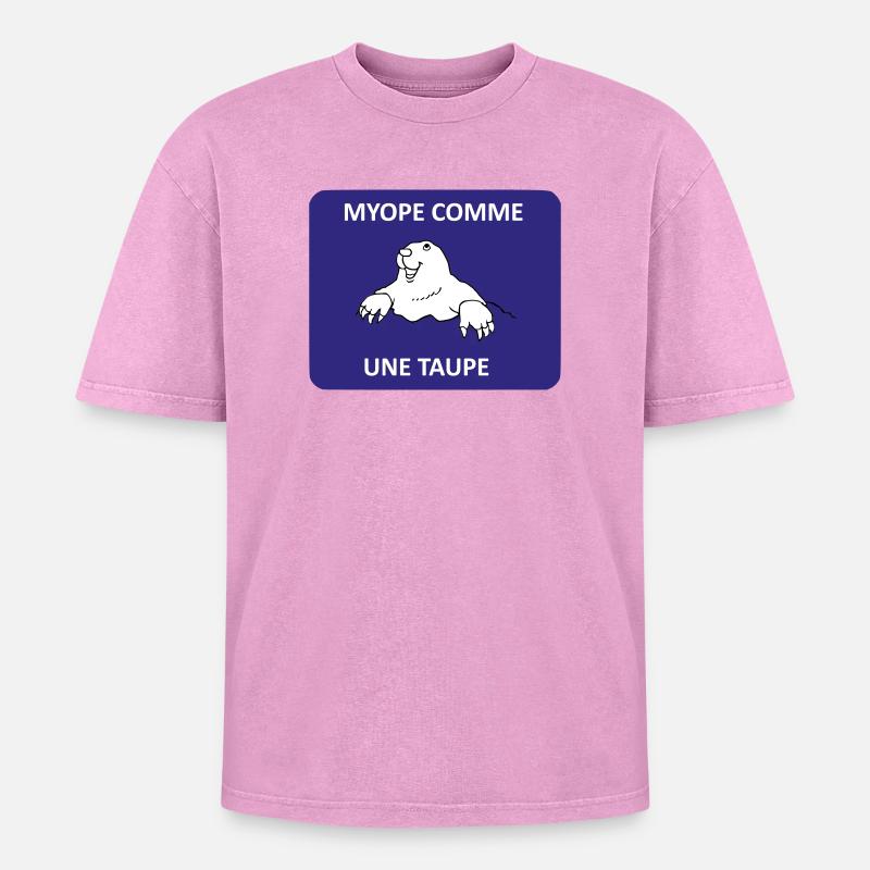 Short-sighted as a mole - Oversized Unisex Premium Acid-Washed T-Shirt - acid washed pink