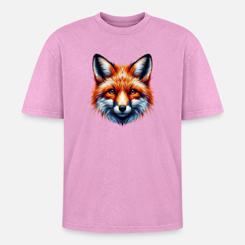 Fuchs - Oversized Unisex Premium Acid-Washed T-Shirt - Pink Acid Wash