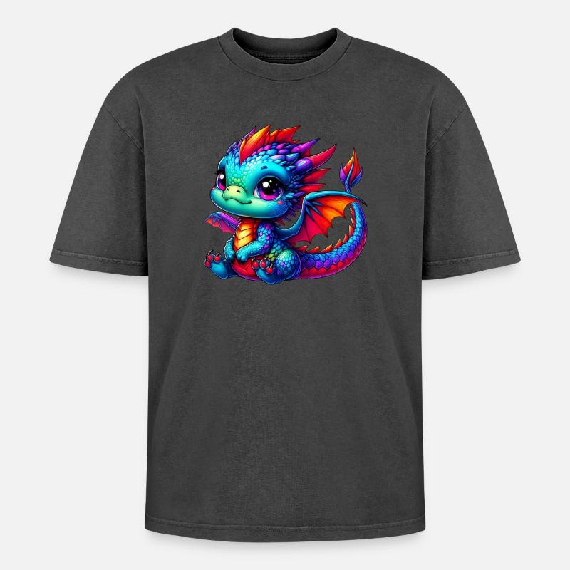 Drache - Oversized Unisex Premium Acid-Washed T-Shirt - undefined
