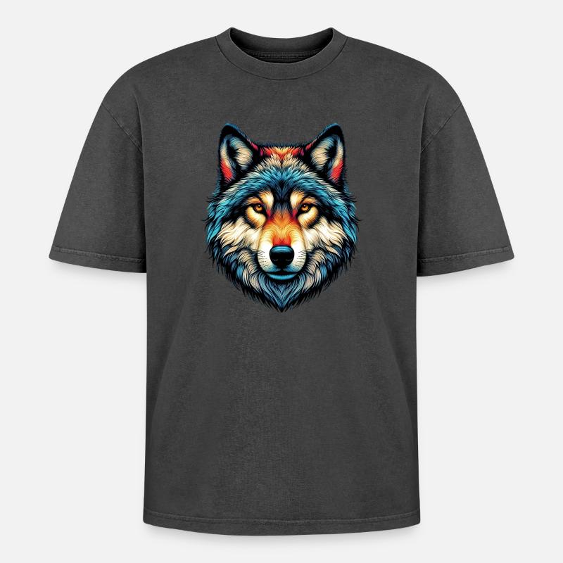 Wolf - Oversized Unisex Premium Acid-Washed T-Shirt - acid washed pink
