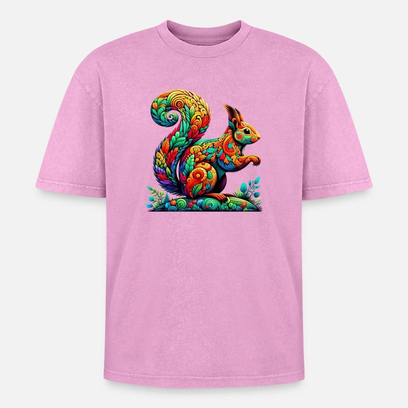 Eichhörnchen - Oversized Unisex Premium Acid-Washed T-Shirt - Pink Acid Wash