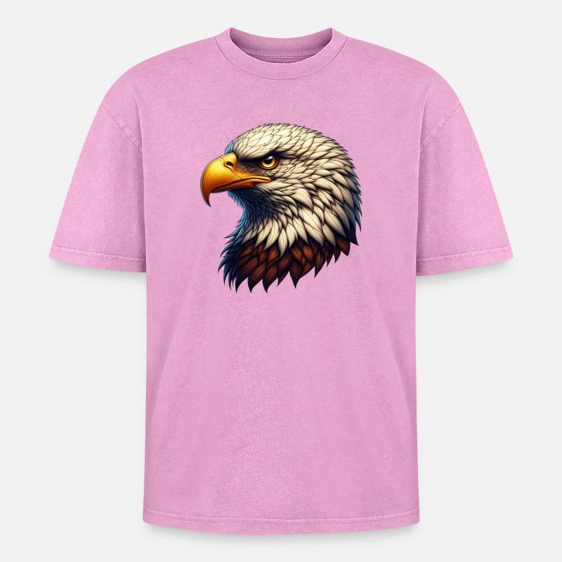 Eagle - Oversized Unisex Premium Acid-Washed T-Shirt - acid washed pink
