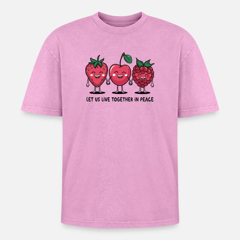 Baies de la paix - T-shirt Premium unisexe oversize acid-washed - rose délavé acide