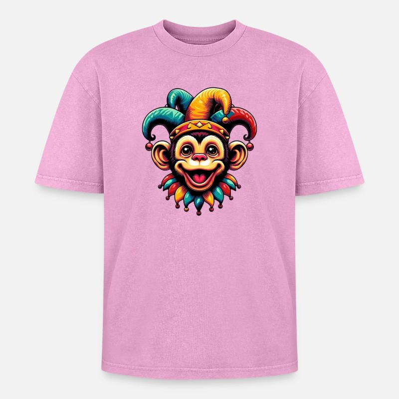 Singe Bouffon - T-shirt Premium unisexe oversize acid-washed - rose délavé acide