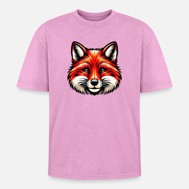 Fuchs - Oversized Unisex Premium Acid-Washed T-Shirt - Pink Acid Wash