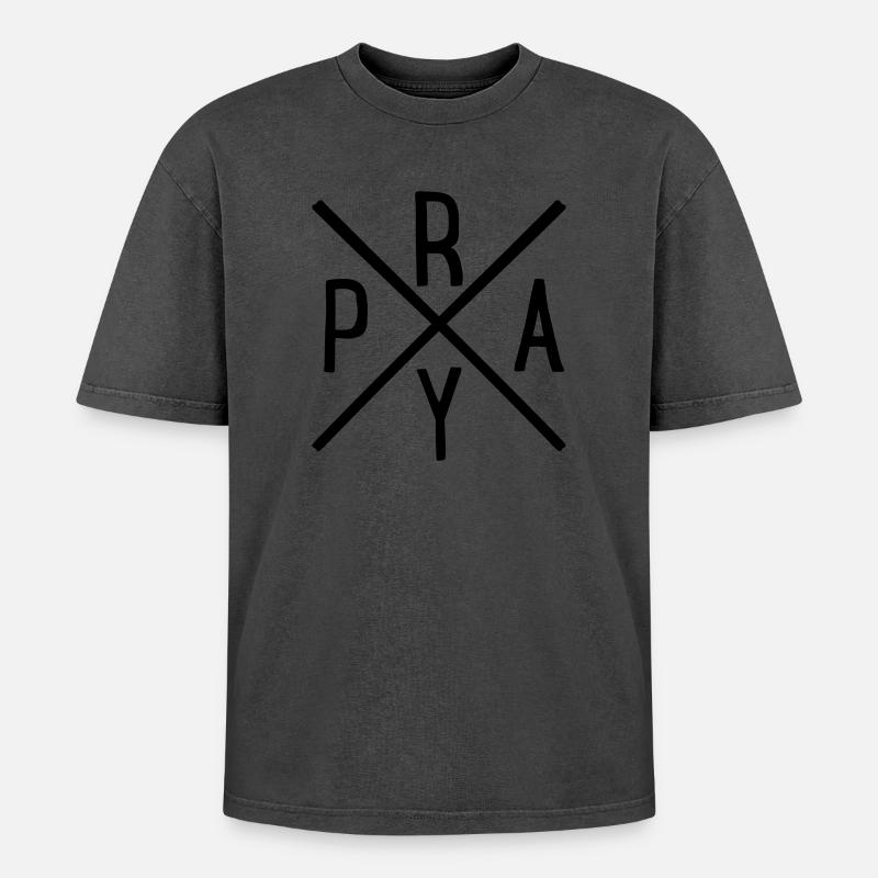 pray - Oversized Unisex Premium Acid-Washed T-Shirt - acid washed pink