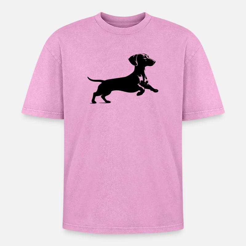 Teckel - T-shirt Premium unisexe oversize acid-washed - rose délavé acide