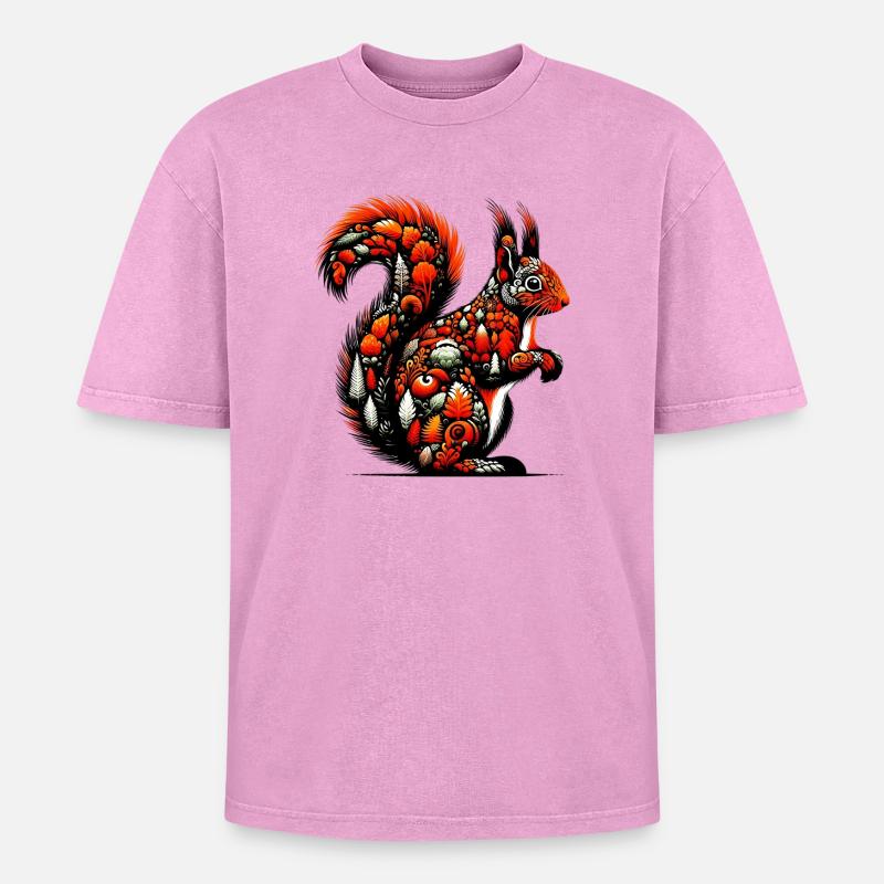 Eichhörnchen - Oversized Unisex Premium Acid-Washed T-Shirt - Pink Acid Wash
