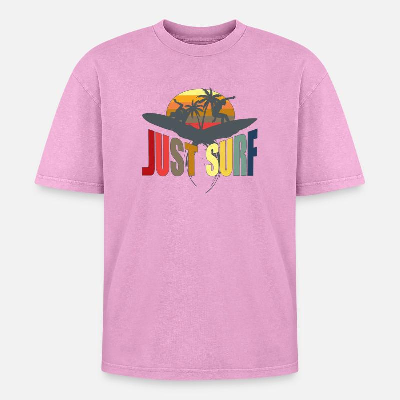 surf - Oversized Unisex Premium Acid-Washed T-Shirt - acid washed pink